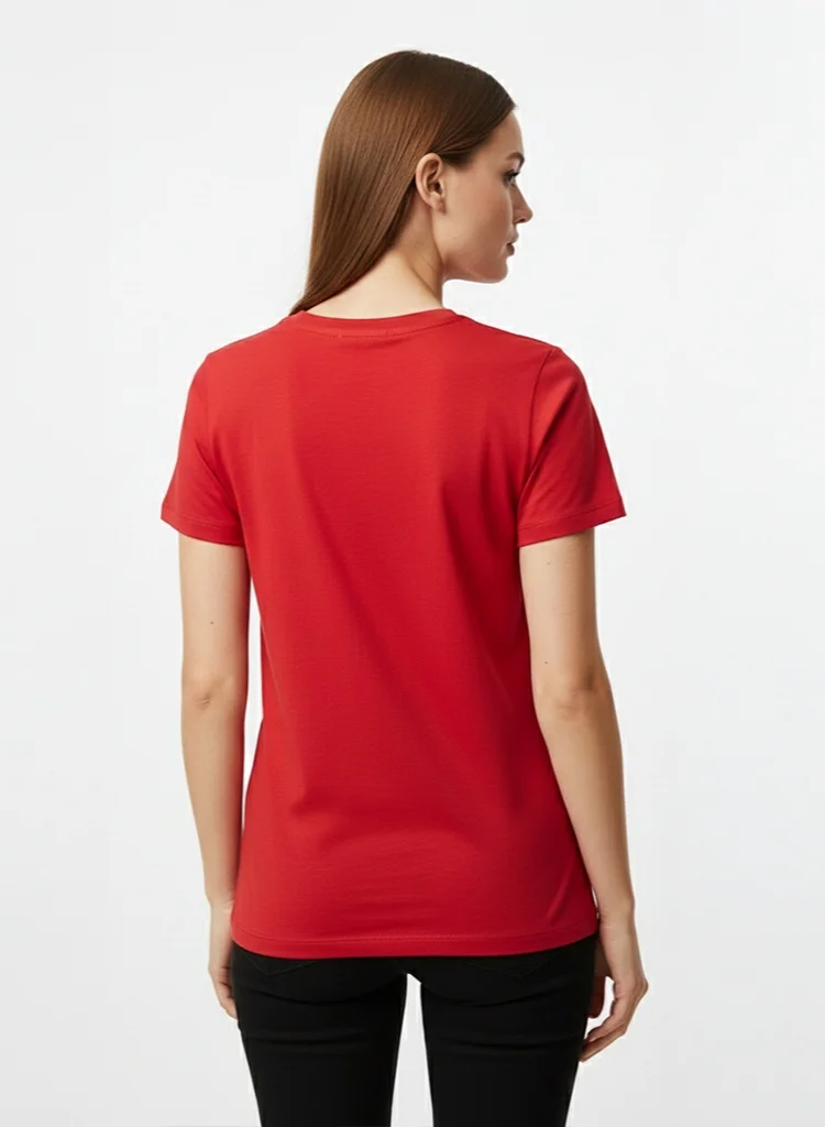 لعب البولو تيشيرت نسائي مطبوع أحمر